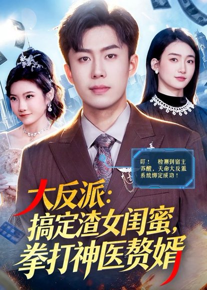 短剧《大反派:搞定渣女闺蜜,拳打神医赘婿(120集)赵书苑&董秋怡》海报