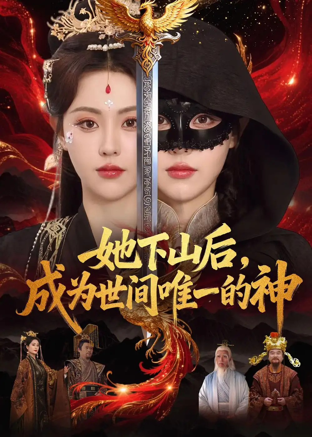 短剧《她下山后，成为世间唯一的神（68集）刘因然＆甘文杰》海报