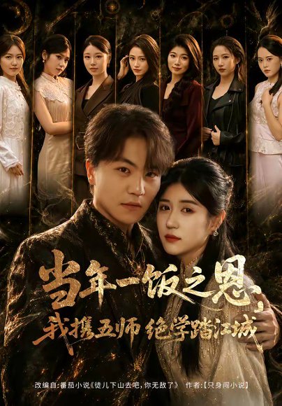 短剧《当年一饭之恩，我携五师绝学踏江城（79集）苏宇＆丸子》海报