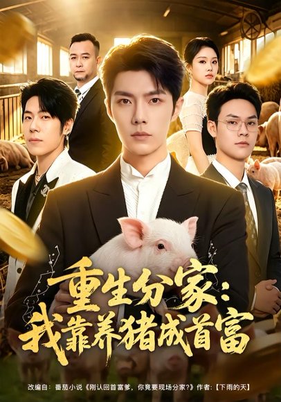 短剧《重生分家：我靠养猪成首富（69集）高铭屿＆李瑞欣》海报