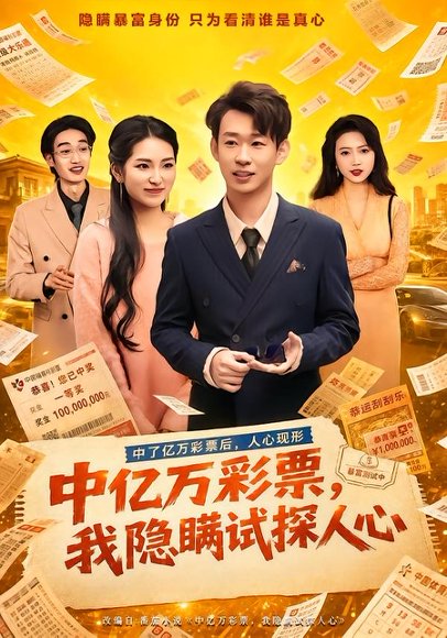 短剧《中亿万彩票,我隐瞒试探人心(80集)彭昱铭&黄熠琳》海报
