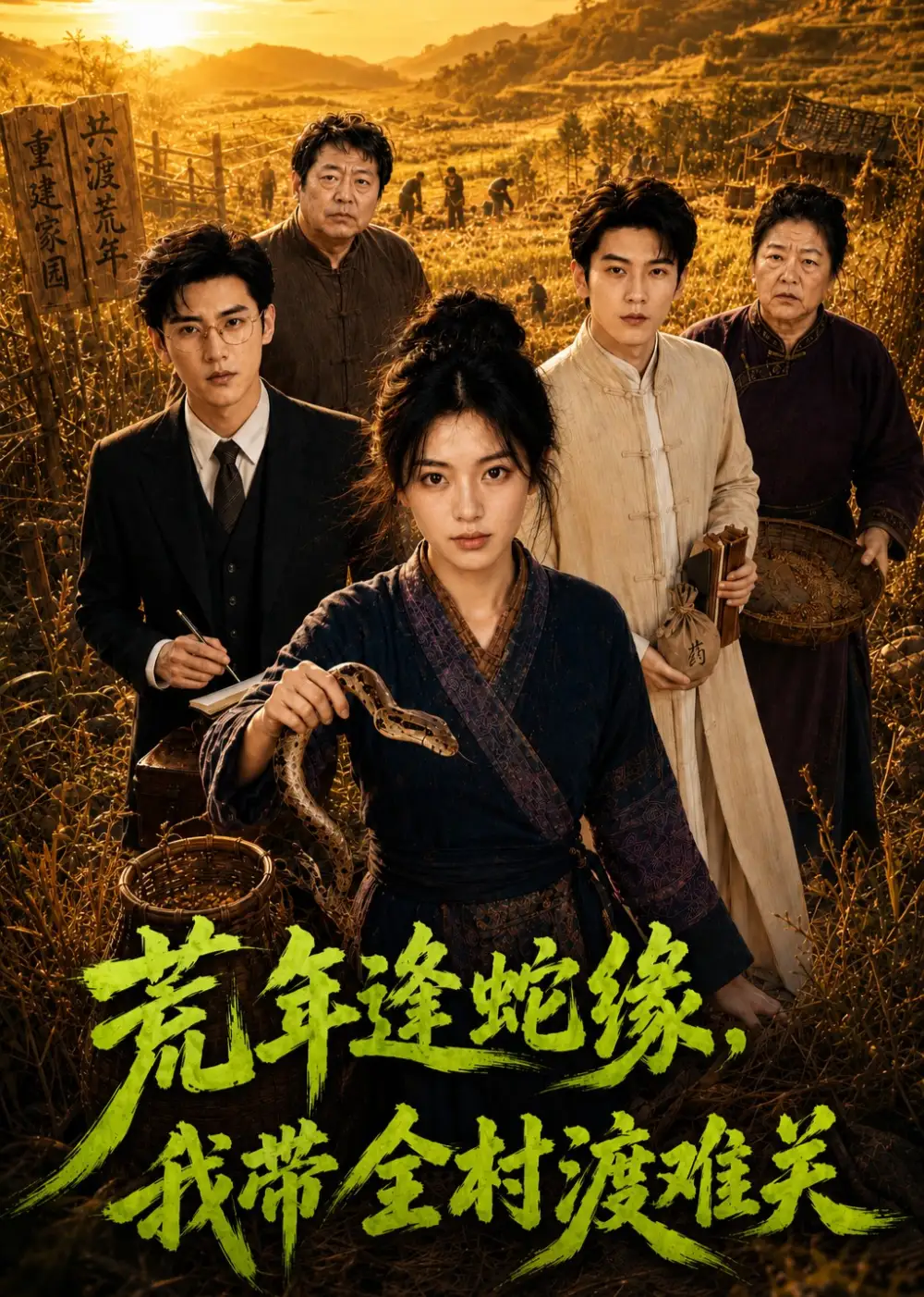 短剧《荒年逢蛇缘我带全村渡难关 (40集)》海报