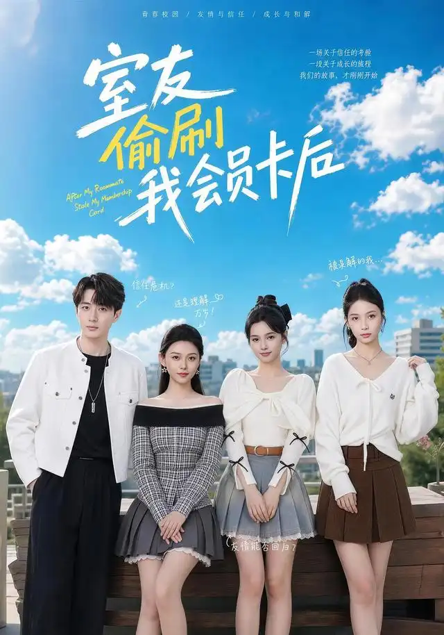 短剧《室友偷刷我会员卡后 (59集) 黄丽婷&程雅昭&姜姗&胡洋&刘紫瑾》海报