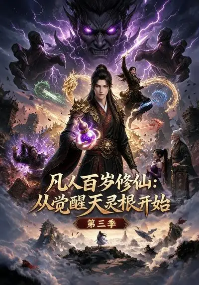 短剧《凡人百岁修仙从觉醒天灵根开始第三季 (80集)》海报