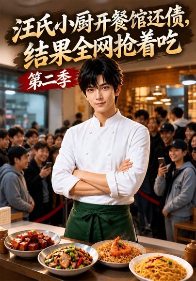 短剧《汪氏小厨开餐馆还债，结果全网抢着吃第二季（147集）AI短剧 (2026)》海报