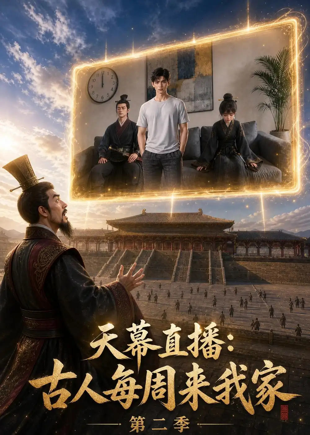 短剧《天幕直播：古人每周来我家第二季（168集）AI短剧 (2026)》海报