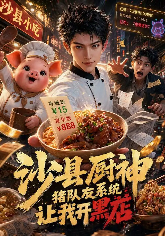 短剧《沙县厨神，猪队友系统让我开黑店（113集） AI短剧 (2026)》海报