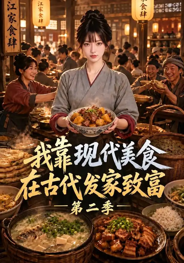 短剧《我靠现代美食在古代发家致富第二季（100集）AI短剧 (2026)》海报