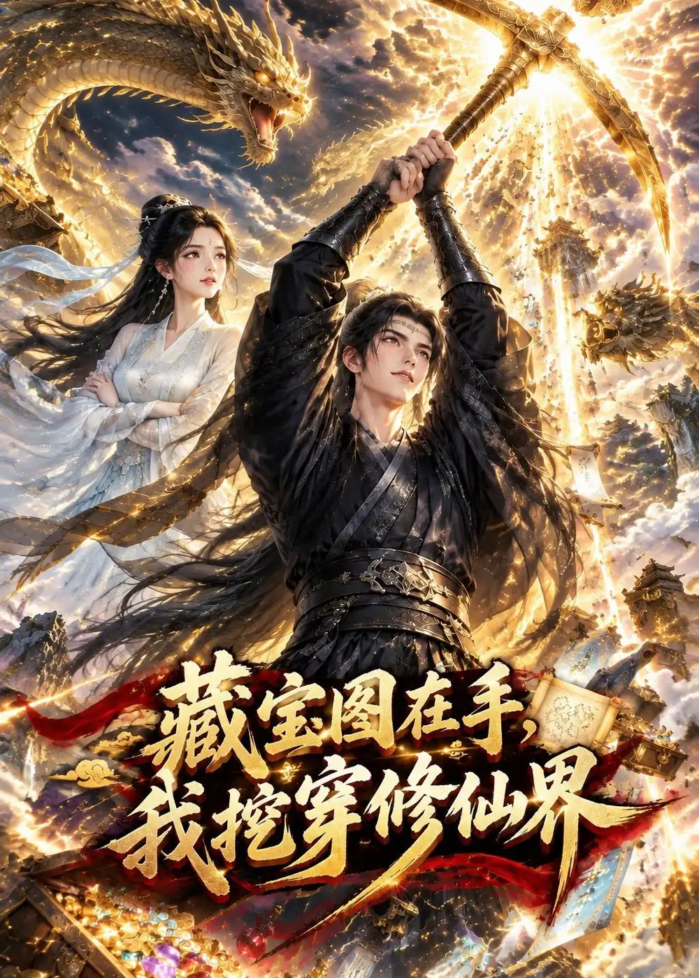 短剧《藏宝图在手，我挖穿修真界（120集）AI短剧 (2026)》海报
