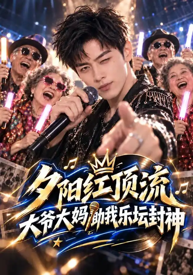 短剧《夕阳红顶流,大爷大妈助我乐坛封神(105集)AI短剧 (2026)》海报