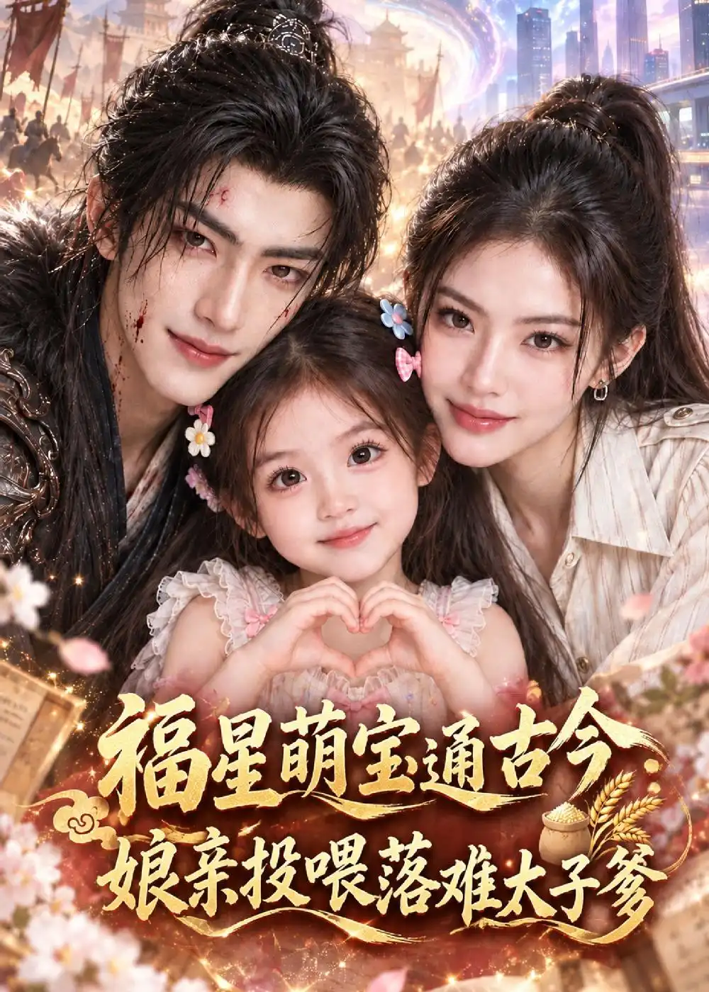 短剧《福星萌宝通古今:娘亲投喂落难太子爹(134集)AI短剧 (2026)》海报